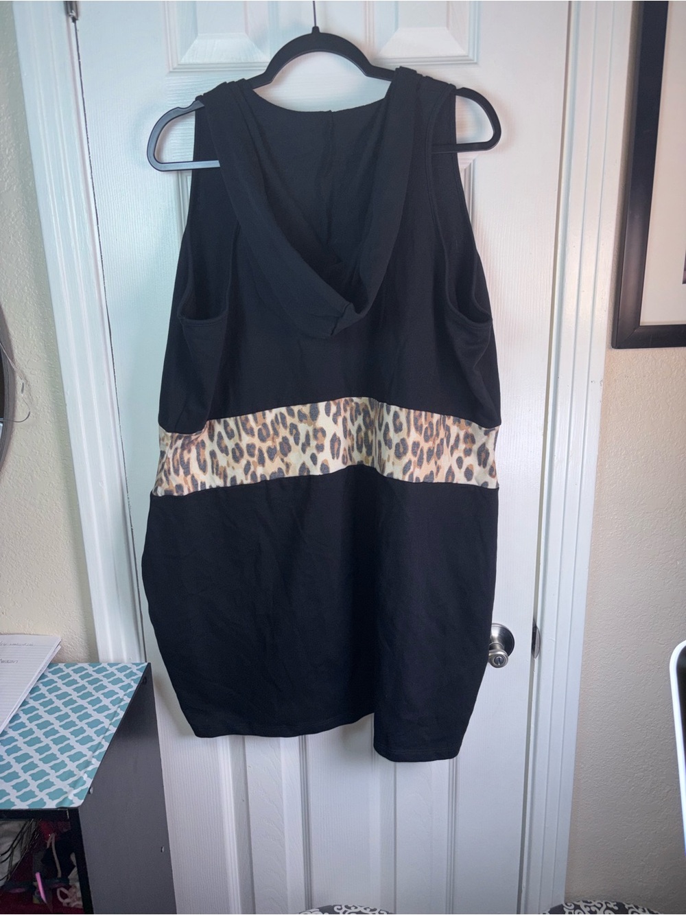 Venus Black Zip Front Tank with Leopard Waist Panel - Picture 2 of 5